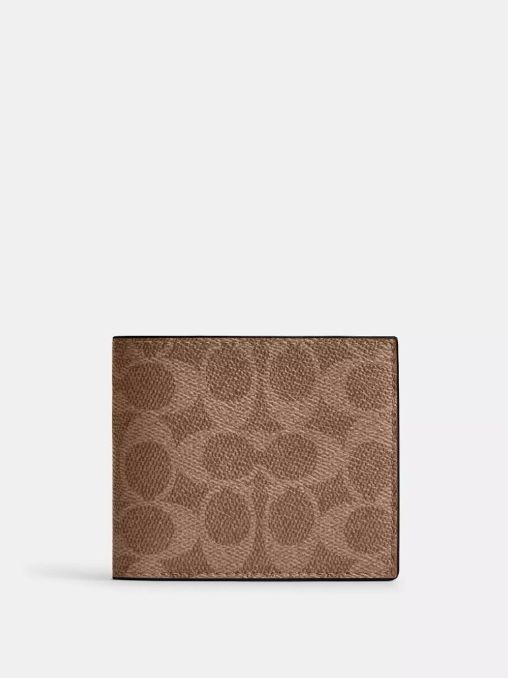 Coach Id Billfold Wallet In Signature Canvas Gunmetal/Tan/Black